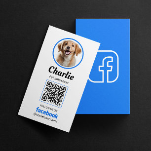 Carte De Visite Code QR photo de chien Facebook pour les réseaux s