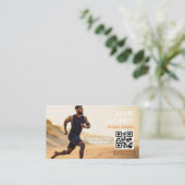 Carte De Visite Code QR photo de coach de fitness (Debout devant)