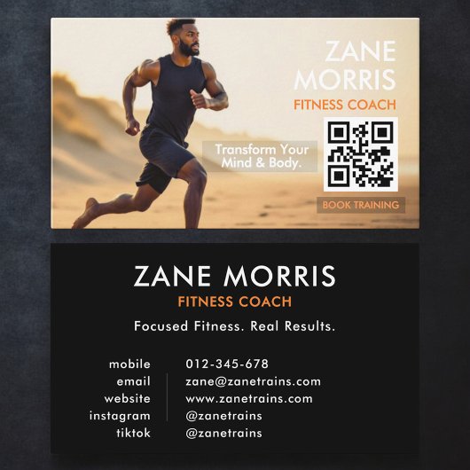 Carte De Visite Code QR photo de coach de fitness