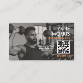 Carte De Visite Code QR photo de coach de fitness moderne (Devant)