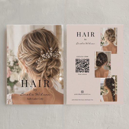 Carte De Visite Code QR - Photo de coiffeur moderne