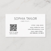 Carte De Visite Code QR photo de coiffeur professionnel (Dos)