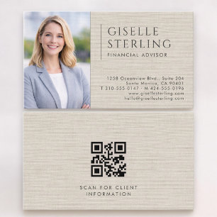 Carte De Visite Code QR photo de conseiller financier en lin