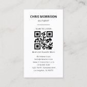 Carte De Visite Code QR photo de guitariste (Dos)