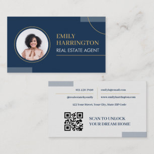 Carte De Visite Code QR photo de lignes fines Agent immobilier mar