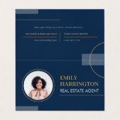 Carte De Visite Code QR photo de lignes fines Agent immobilier mar (Extérieur déplié)