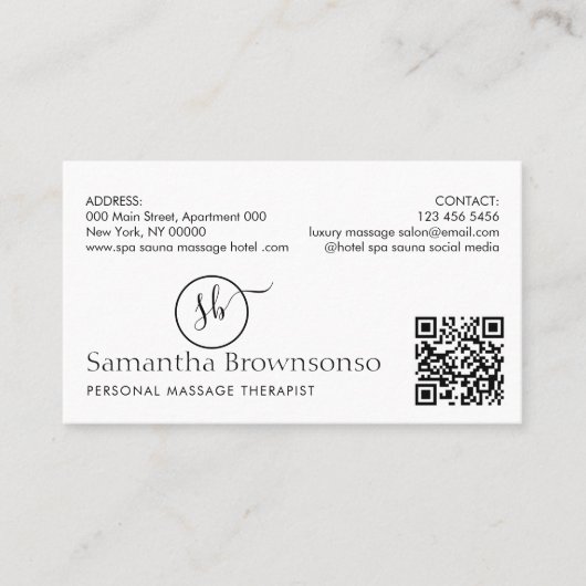 Carte De Visite Code QR photo de logo minimal moderne (Devant)