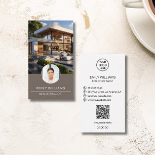 Carte De Visite Code QR photo de logo personnalisé de courtier imm