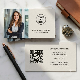 Carte De Visite Code QR photo de logo personnalisé moderne