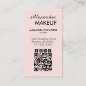 Carte De Visite Code QR photo de maquillage écriture rose blush (Dos)