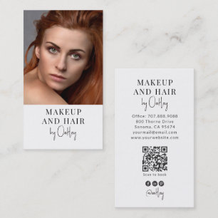 Carte De Visite Code QR photo de maquillage moderne pour cheveux