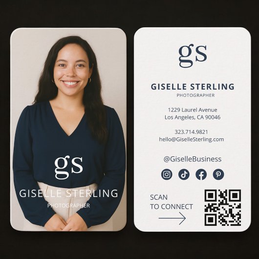 Carte De Visite Code QR photo de photographe Professionnel