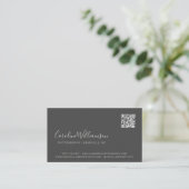 Carte De Visite Code QR photo de script noir moderne minimal tenda (Debout devant)