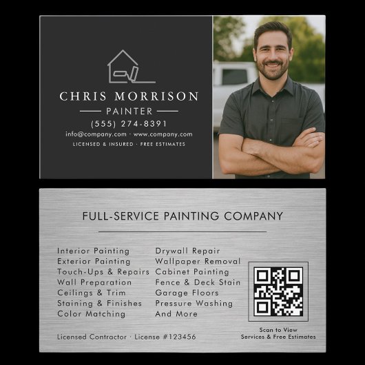 Carte De Visite Code QR photo de service de peinture Professionnel