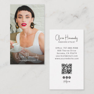 Carte De Visite Code QR photo de styliste de mode moderne