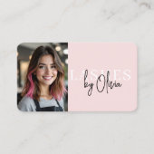 Carte De Visite Code QR photo de technicien de cils rose pastel (Devant)