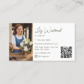 Carte De Visite Code QR photo d'écriture élégante de fleur sauvage (Dos)