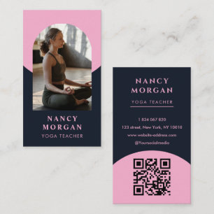 Carte De Visite Code QR photo d'enseignant de yoga en arche