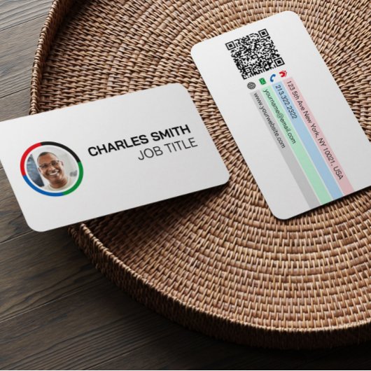 Carte De Visite Code QR photo élégant simple et professionnel colo
