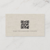 Carte De Visite Code QR photo en lin pour coach exécutif (Dos)