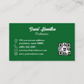 Carte De Visite Code QR photo géométrique vert blanc jaune (Dos)