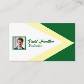 Carte De Visite Code QR photo géométrique vert blanc jaune (Devant)