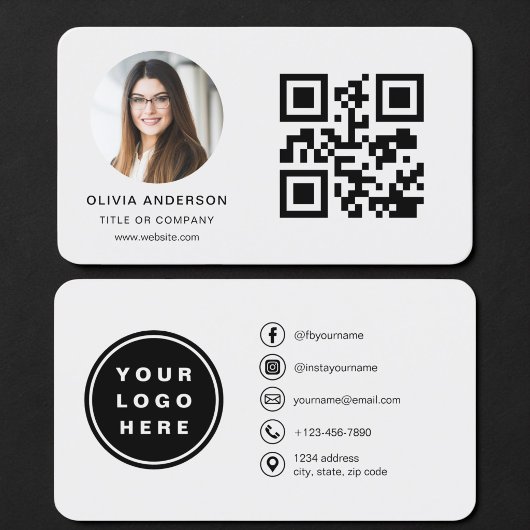 Carte De Visite Code QR Photo Gris