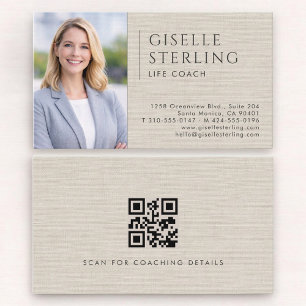 Carte De Visite Code QR Photo Lin pour Coach de Vie