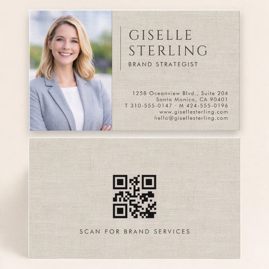 Carte De Visite Code QR photo lin pour stratège de marque