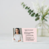 Carte De Visite Code QR Photo Logo Rose Moderne Professionnel (Debout devant)