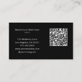 Carte De Visite Code QR photo Maquillage Écriture Noire Élégante (Dos)