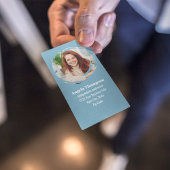 Carte De Visite Code QR Photo Moderne Bleu Connectez-vous avec Moi
