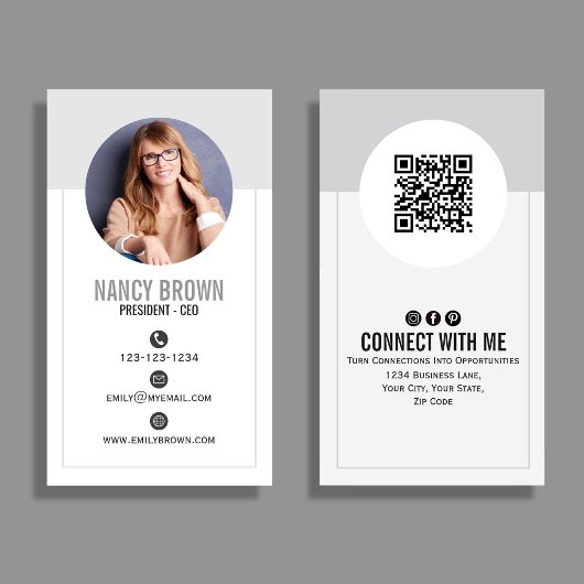 Carte De Visite Code QR Photo Moderne Connectez-vous à Moi Minimal