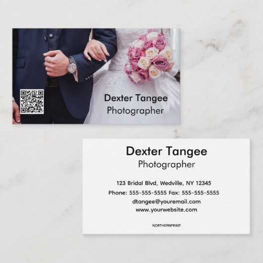 Carte De Visite Code QR photo modifiable (Devant / Derrière)