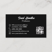 Carte De Visite Code QR photo noir blanc jaune géométrique (Dos)