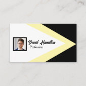 Carte De Visite Code QR photo noir blanc jaune géométrique (Devant)