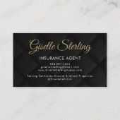 Carte De Visite Code QR photo noir d'agent d'assurance de luxe  (Dos)