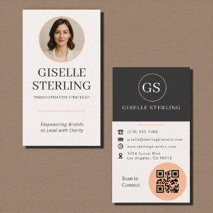Carte De Visite Code QR photo orange pêche