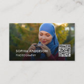Carte De Visite Code QR photo | Photographe noir (Devant)