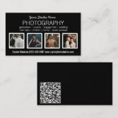 Carte De Visite Code QR photo | Photographe Photographie noir (Devant / Derrière)