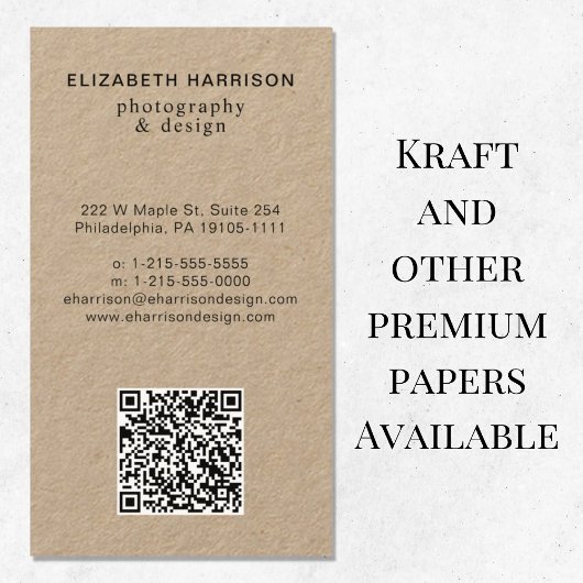 Carte De Visite Code QR photo professionnel