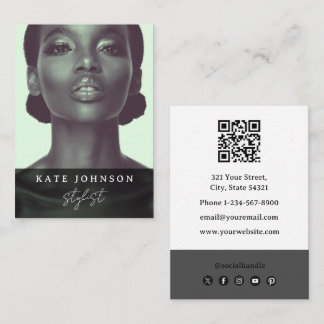 Carte De Visite Code QR photo professionnel de styliste de mode ch