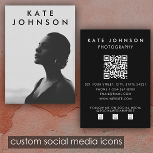 Carte De Visite Code QR photo professionnel minimaliste chic