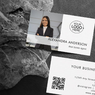 Carte De Visite Code QR photo professionnel minimaliste du logo pr