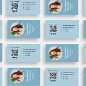 Carte De Visite Code QR photo professionnel moderne bleu