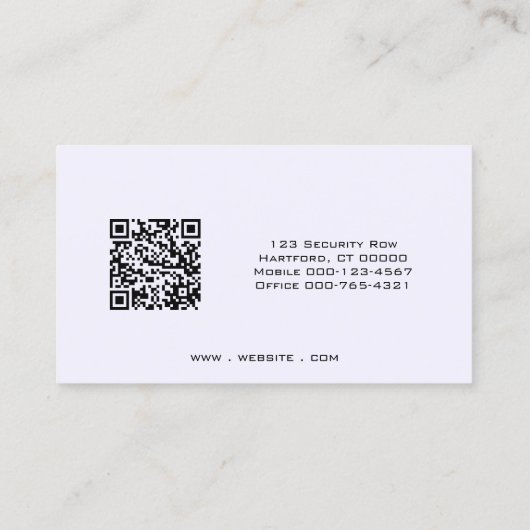 Carte De Visite Code QR photo professionnel noir blanc (Dos)