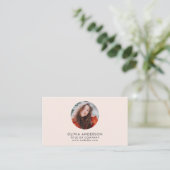 Carte De Visite Code QR photo professionnel rose moderne (Debout devant)