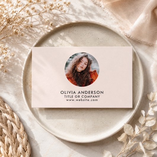 Carte De Visite Code QR photo professionnel rose moderne