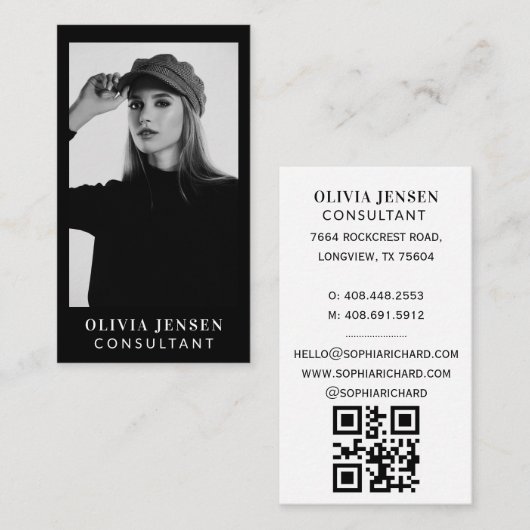 Carte De Visite Code QR photo professionnelle et minimale (Devant / Derrière)