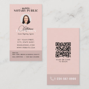 Carte De Visite Code QR photo rose moderne de l'agent de signature